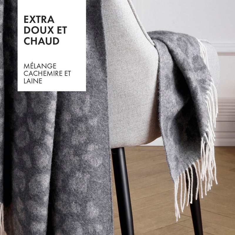 Plaid Tissé En Cachemire Manuel Gris