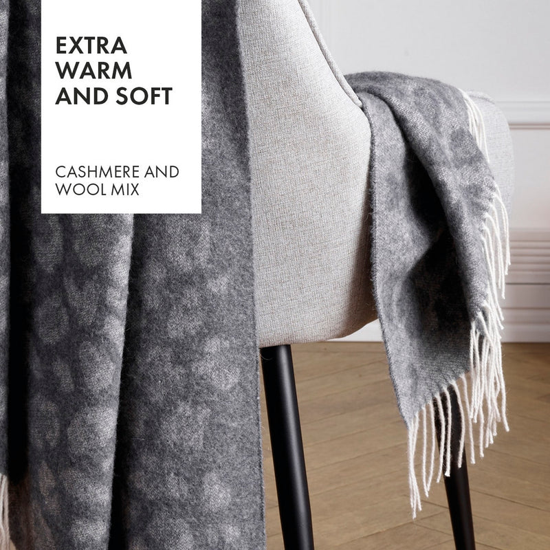 Plaid Tissé En Cachemire Manuel Gris