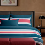 Set De 2 Taies D'Oreiller Satin De Coton - À L'Infini Bleu Foncé