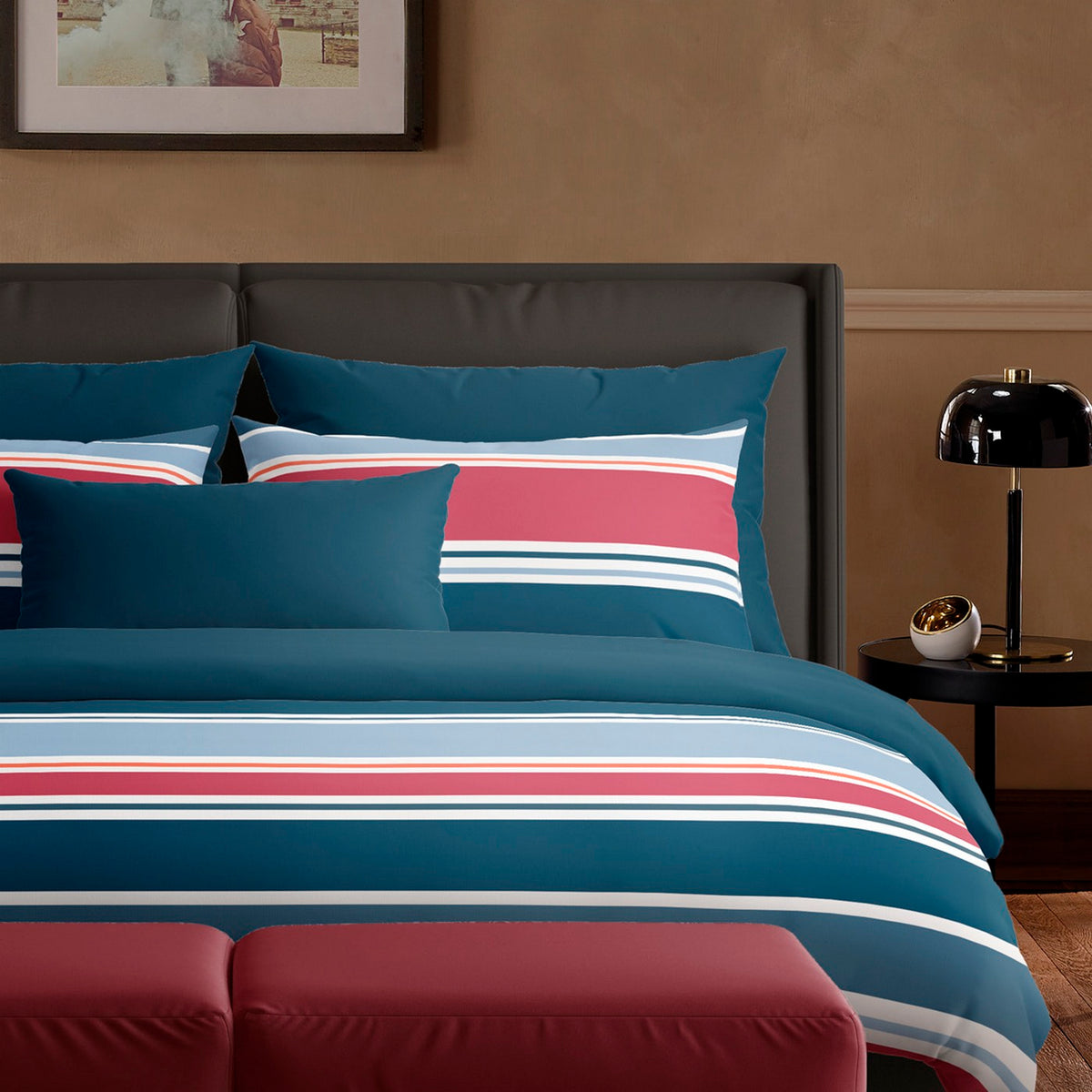 Set De 2 Taies D'Oreiller Satin De Coton - À L'Infini Bleu Foncé