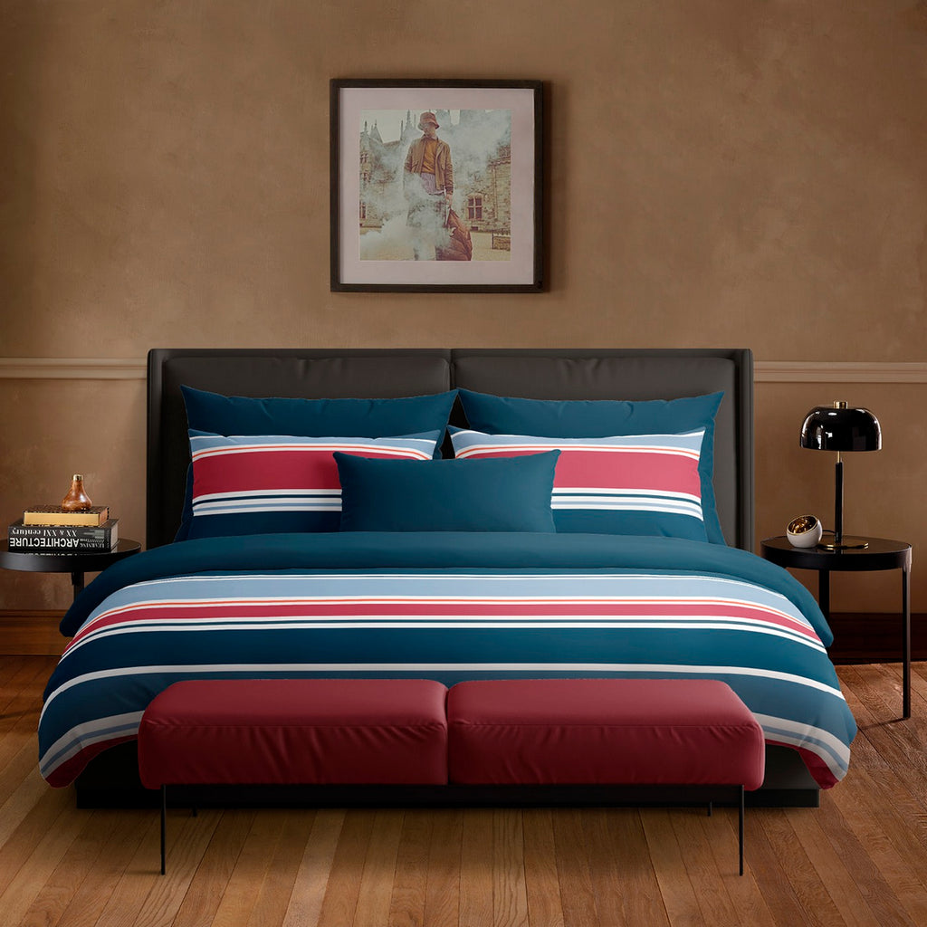 Set De 2 Taies D'Oreiller Satin De Coton - À L'Infini Bleu Foncé