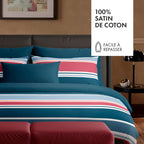 Set De 2 Taies D'Oreiller Satin De Coton - À L'Infini Bleu Foncé