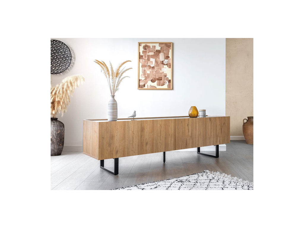 Opera - TV Unit - Oak Effect and Black Marble Imitation