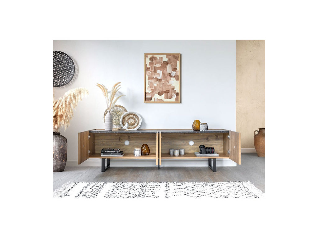 Opera - TV Unit - Oak Effect and Black Marble Imitation