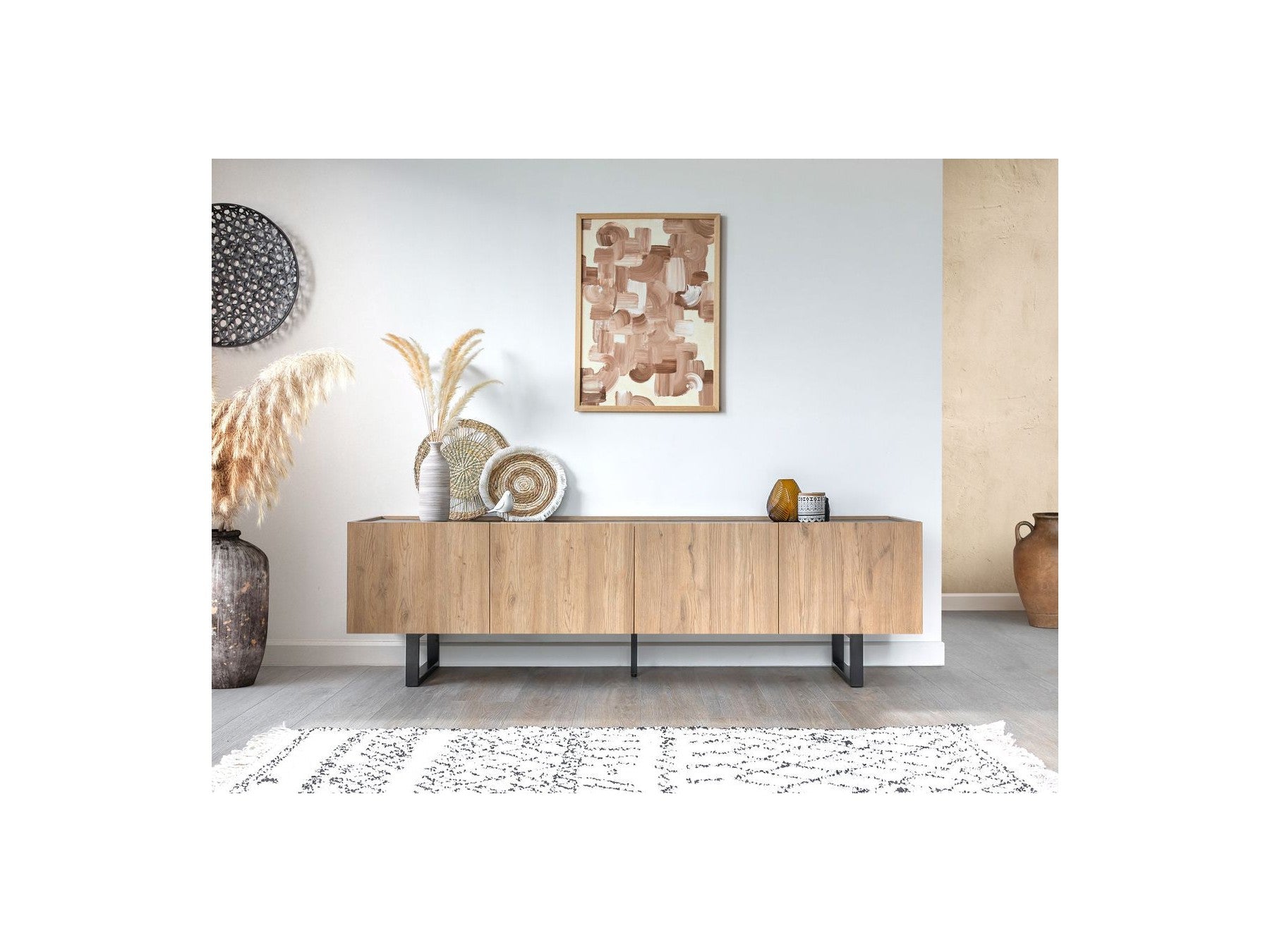 Opera - TV Unit - Oak Effect and Black Marble Imitation
