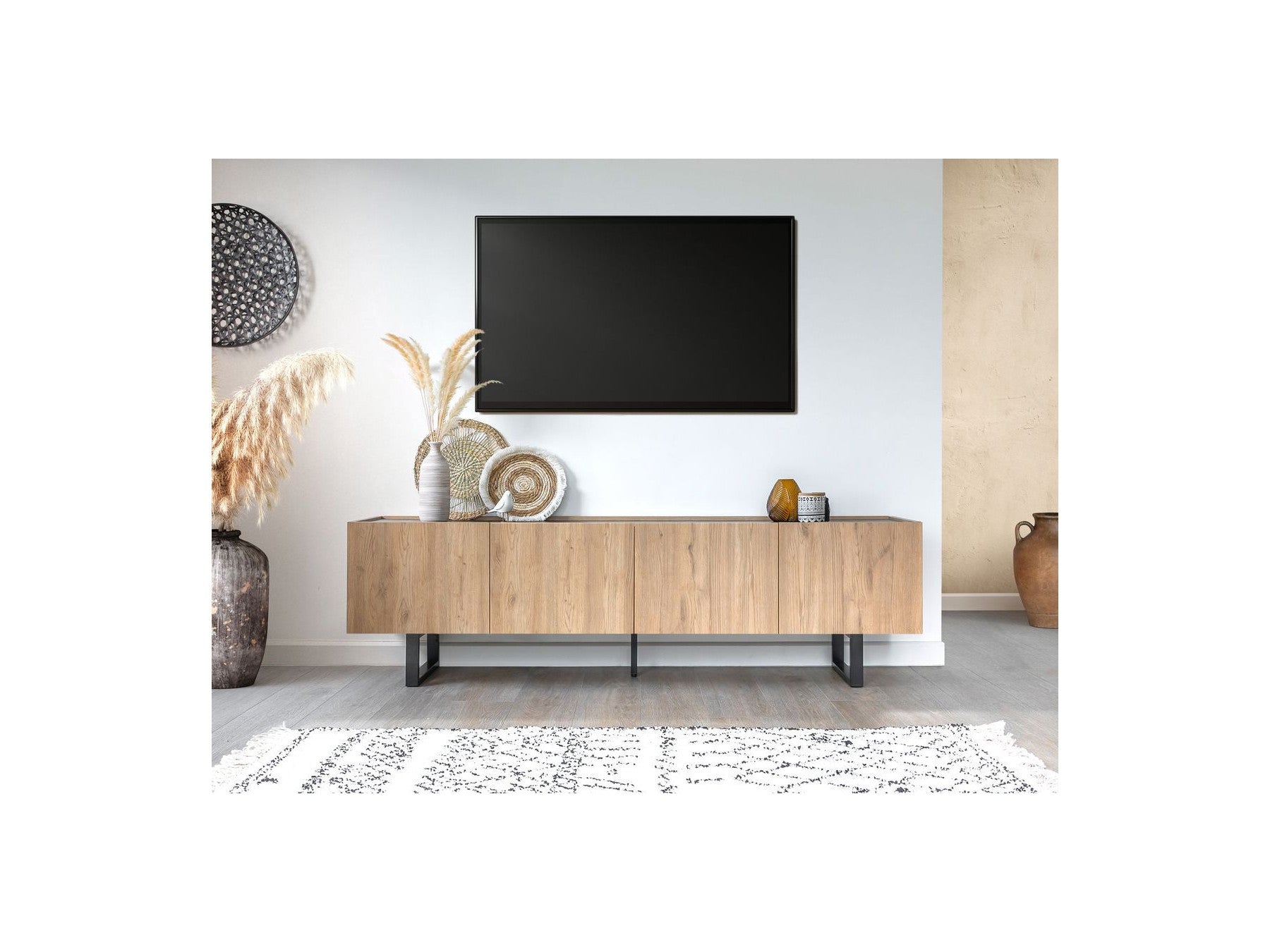 Opera - TV Unit - Oak Effect and Black Marble Imitation