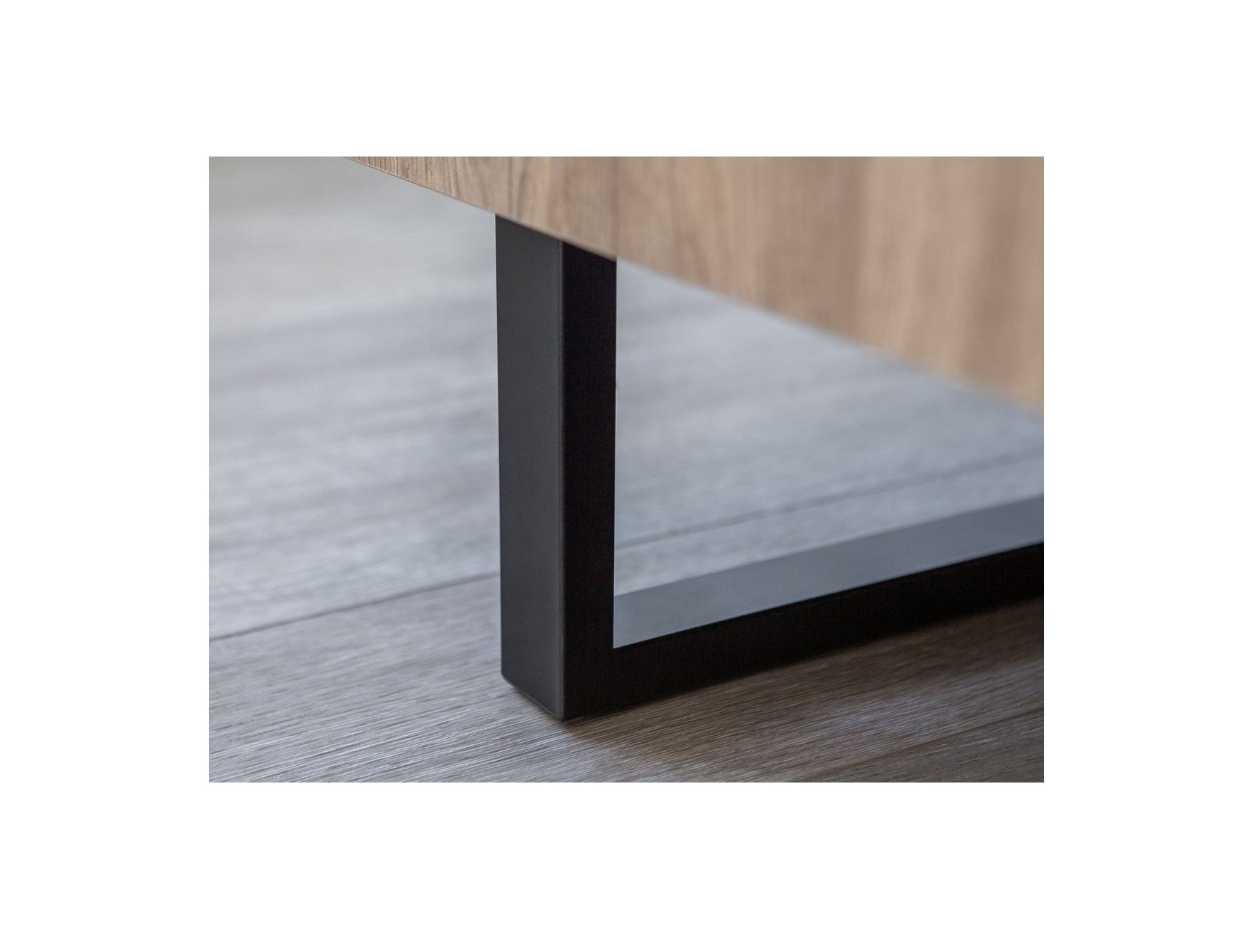 Opera - Aparador bajo de 4 puertas - Efecto roble e imitación de mármol negro