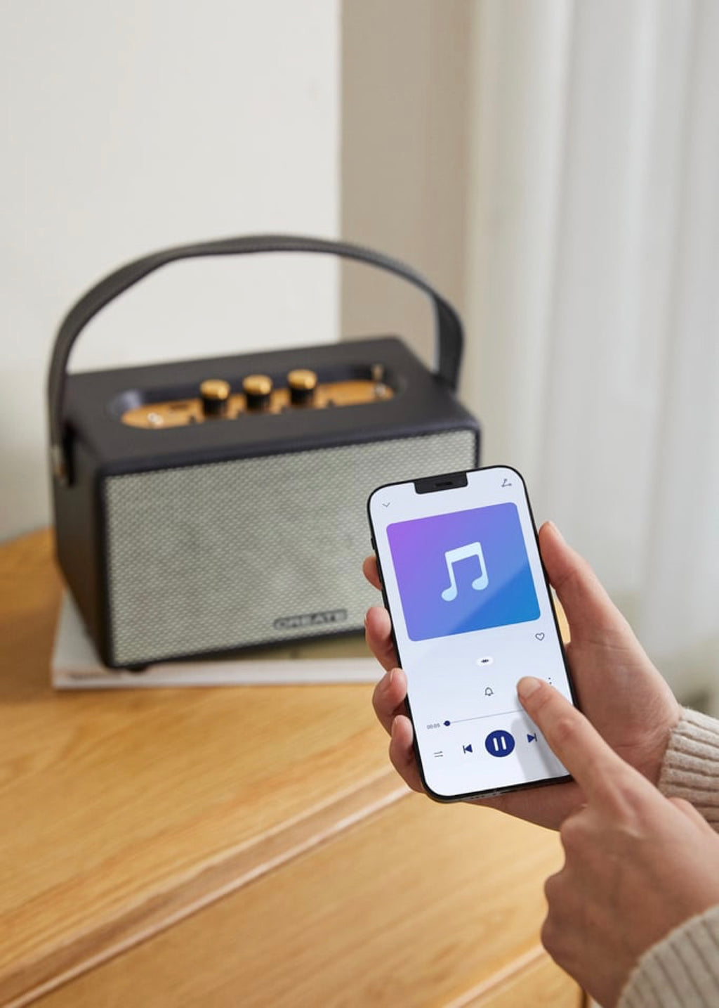 Speaker Retro - Grand Haut-Parleur Portable Bluetooth, USB & AUX - Noir