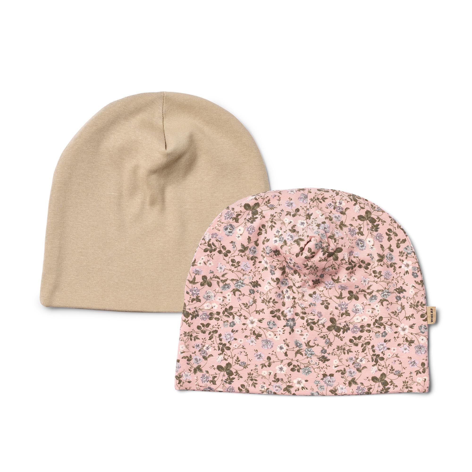 2 Gorros Suaves Aidan - Rose Powder Flowers - Niña