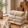 Strofinaccio da Cucina in Cotone Pettinato Zt - Tessitura Bianco / Taupe
