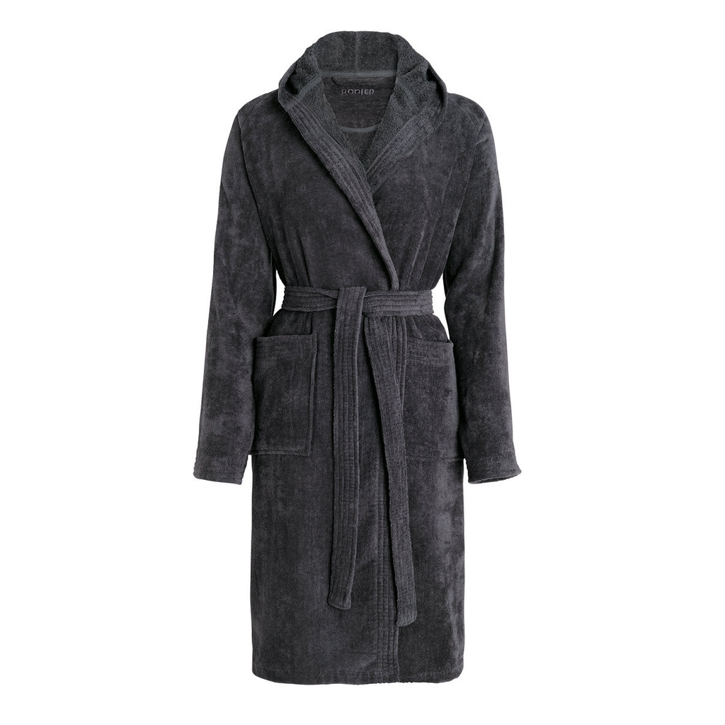 Hooded Bathrobe in Ultra-Soft and Absorbent Cotton - Dark Grey