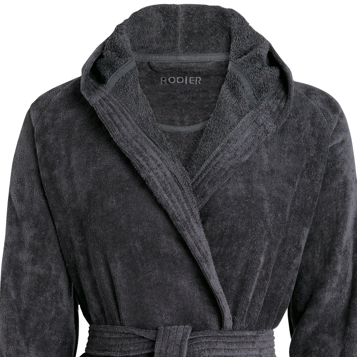 Hooded Bathrobe in Ultra-Soft and Absorbent Cotton - Dark Grey