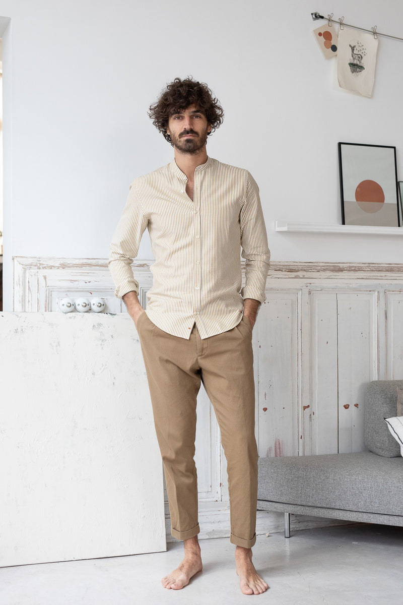 Chemise Hampton - Beige Et Blanche - Homme