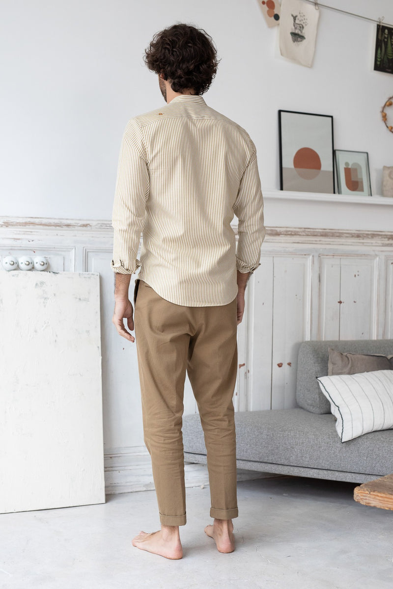 Chemise Hampton - Beige Et Blanche - Homme