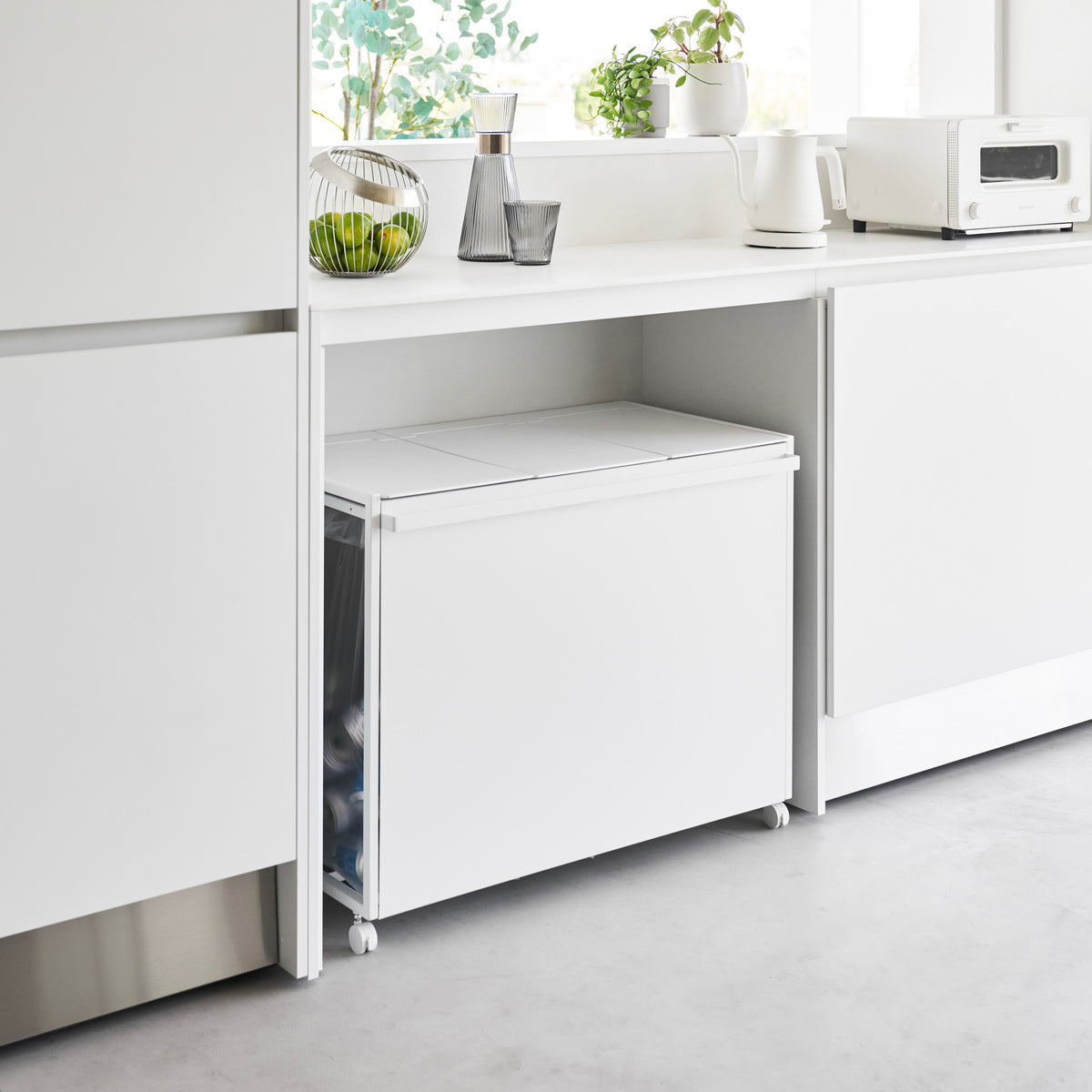 Cestino Tower a 3 scomparti con ruote - Bianco