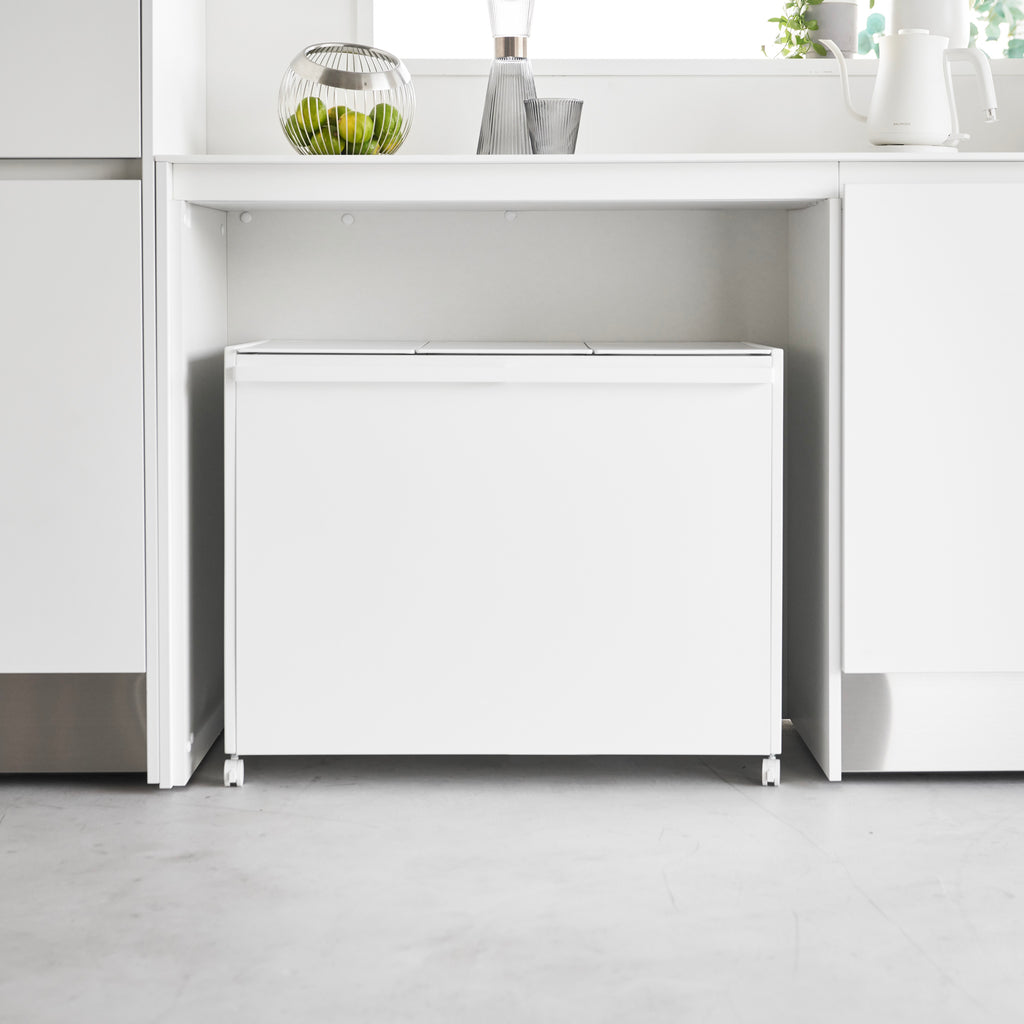 Cestino Tower a 3 scomparti con ruote - Bianco