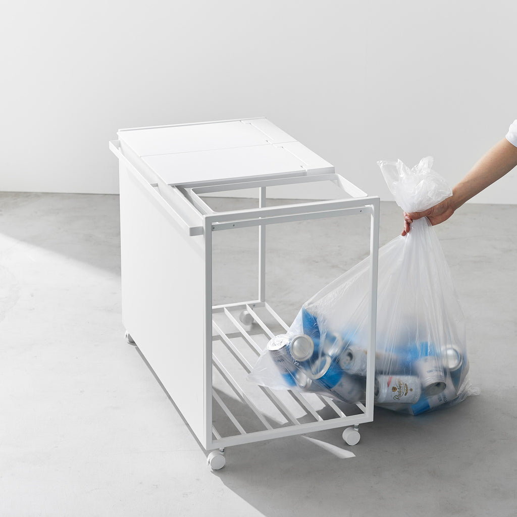 Cestino Tower a 3 scomparti con ruote - Bianco