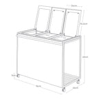 Cestino Tower a 3 scomparti con ruote - Bianco