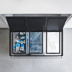 Cubo De Basura De 3 Compartimentos Tower Con Ruedas - Negro