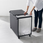 Cubo De Basura De 3 Compartimentos Tower Con Ruedas - Negro