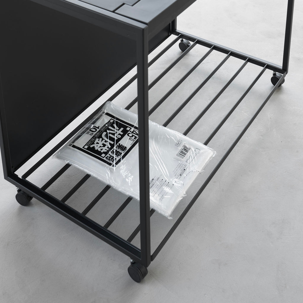 Cubo De Basura De 3 Compartimentos Tower Con Ruedas - Negro
