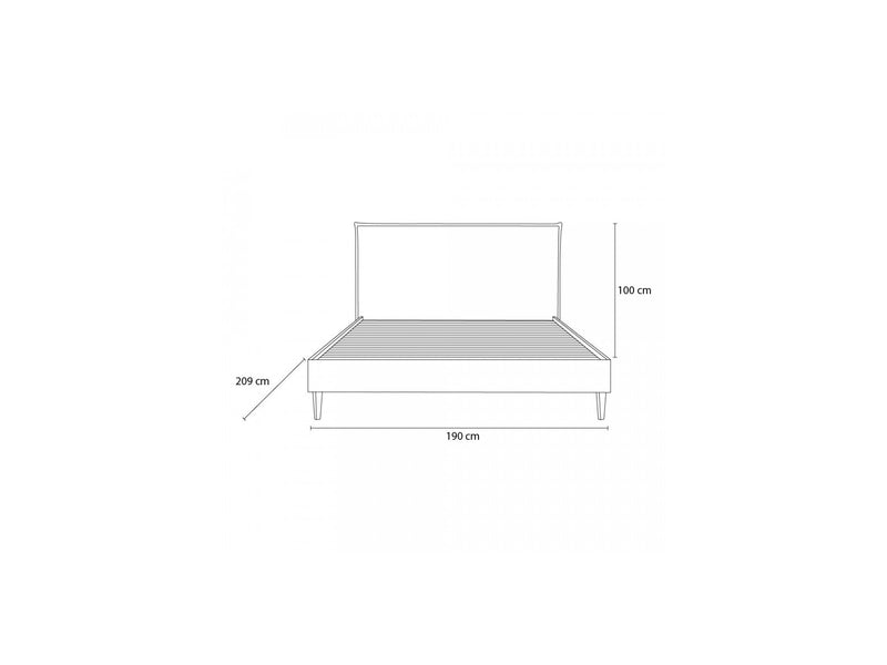 Lit Avec Lattes Massives Pieds En Bois Naturel - Cara - Beige