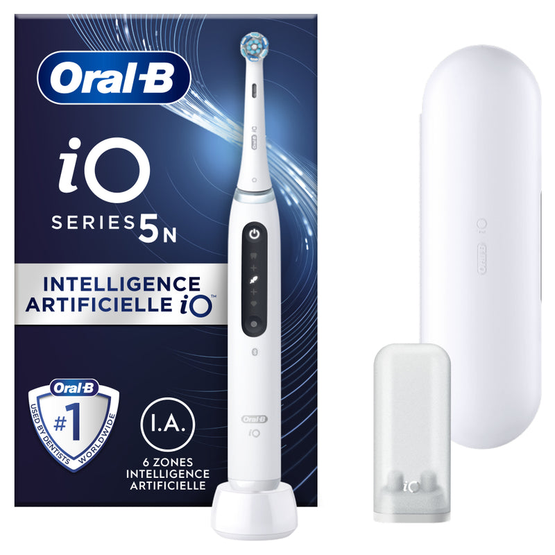 Oral-B Io5N - Avec Etui De Voyage - Blanche - Brosse À Dents Électrique Connectée