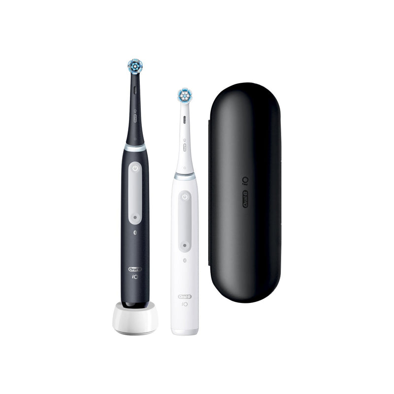 Oral-B Io4 - Duo Avec Etui De Voyage - Noire Et Blanche - Brosses À Dents Électriques Connectées