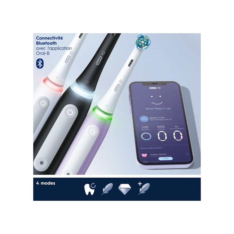 Oral-B Io4 - Duo Avec Etui De Voyage - Noire Et Blanche - Brosses À Dents Électriques Connectées