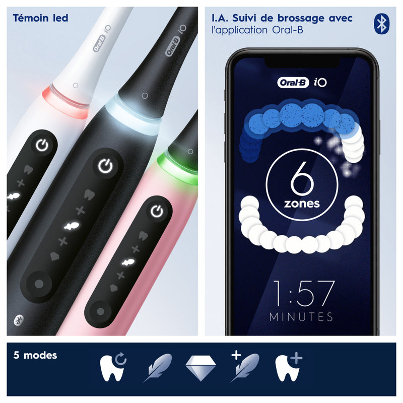 Oral-B Io5N - Avec Etui De Voyage - Blanche - Brosse À Dents Électrique Connectée