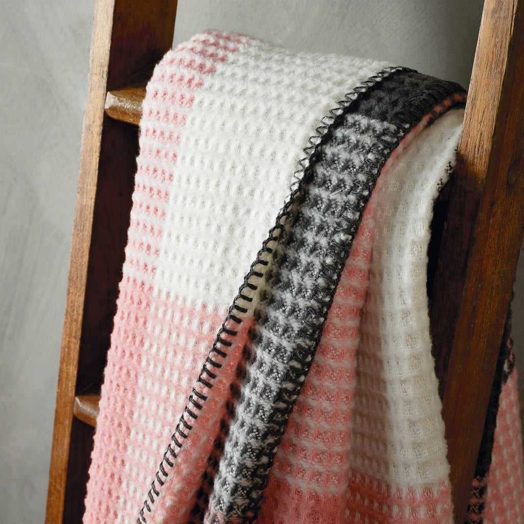Plaid Tissé - Rose / Gris - Tartan Waffle