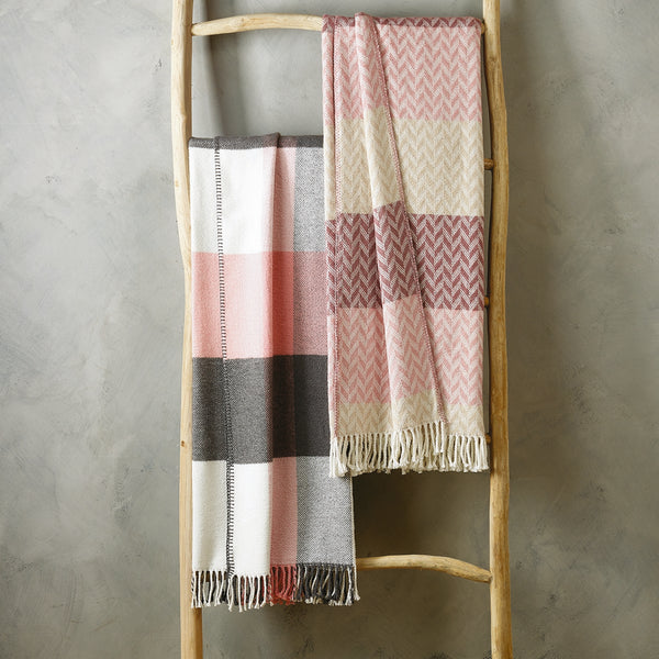 Plaid tejido - Rosa / Gris - Tartán