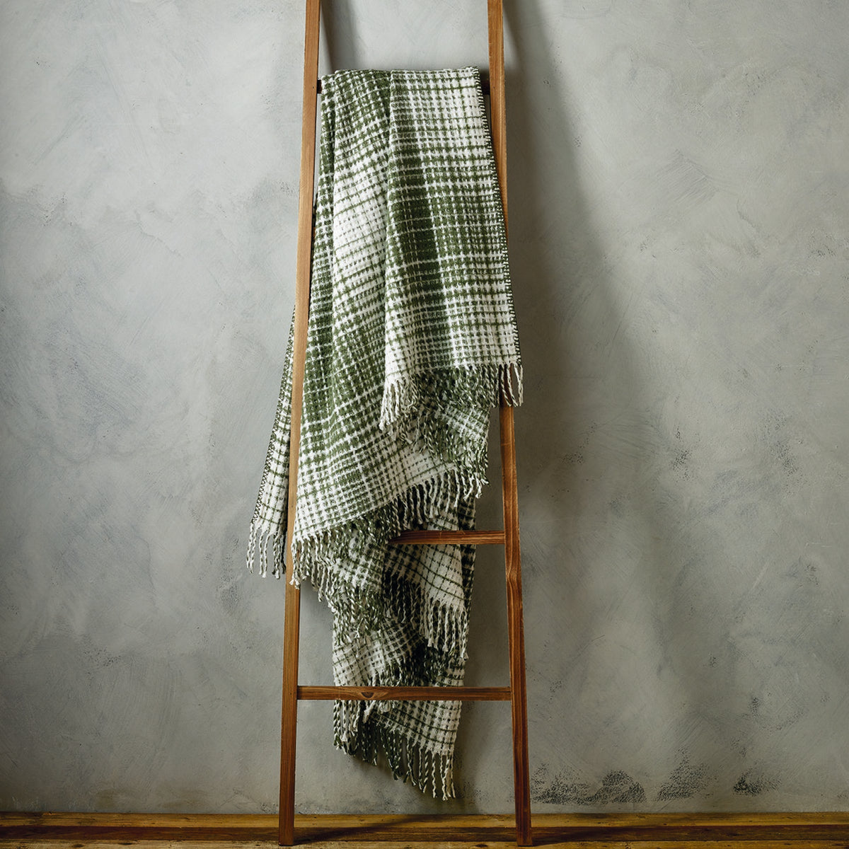 Plaid Tissé - Vert / Blanc - Tartan Waffle