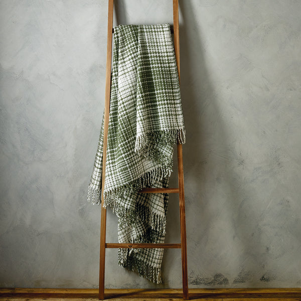 Plaid Tissé - Vert / Blanc - Tartan Waffle