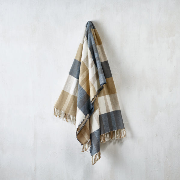 Woven Throw - Ochre / Grey - Tartan