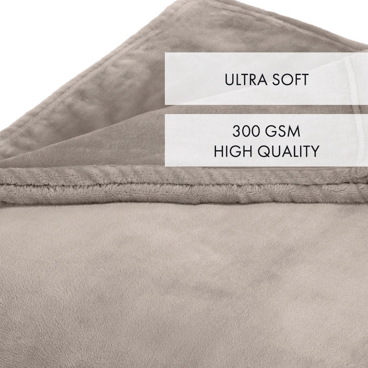 Maxi Fleece Throw/Bedspread - Taupe - Plain