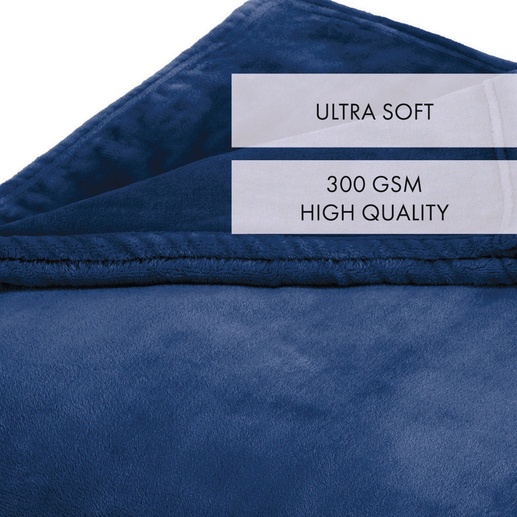 Maxi Fleece Throw/Bedspread - Blue - Plain
