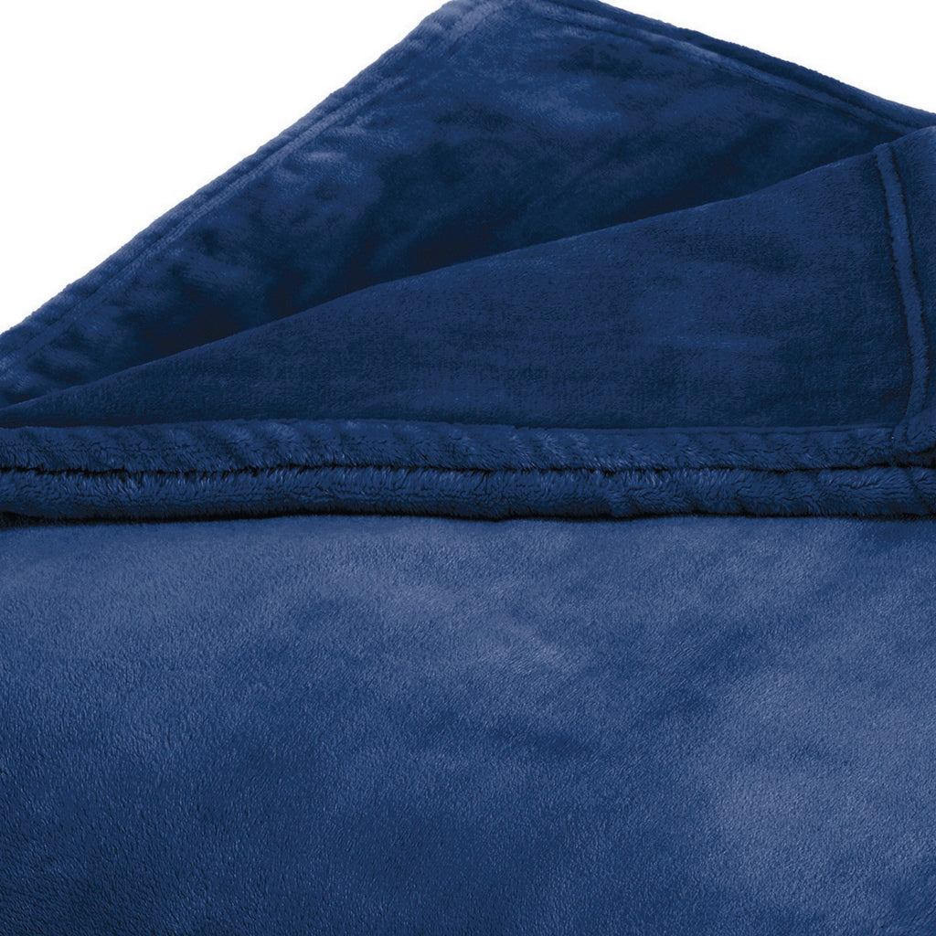Maxi Fleece Throw/Bedspread - Blue - Plain