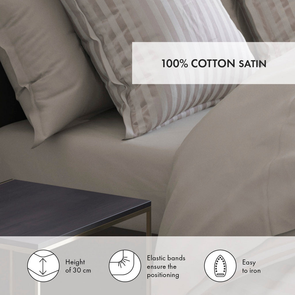Drap-Housse Satin De Coton - Taupe - Uni