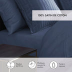 Drap-Housse Satin De Coton - Bleu Foncé - Uni