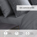 Drap-Housse Satin De Coton - Gris Clair - Uni