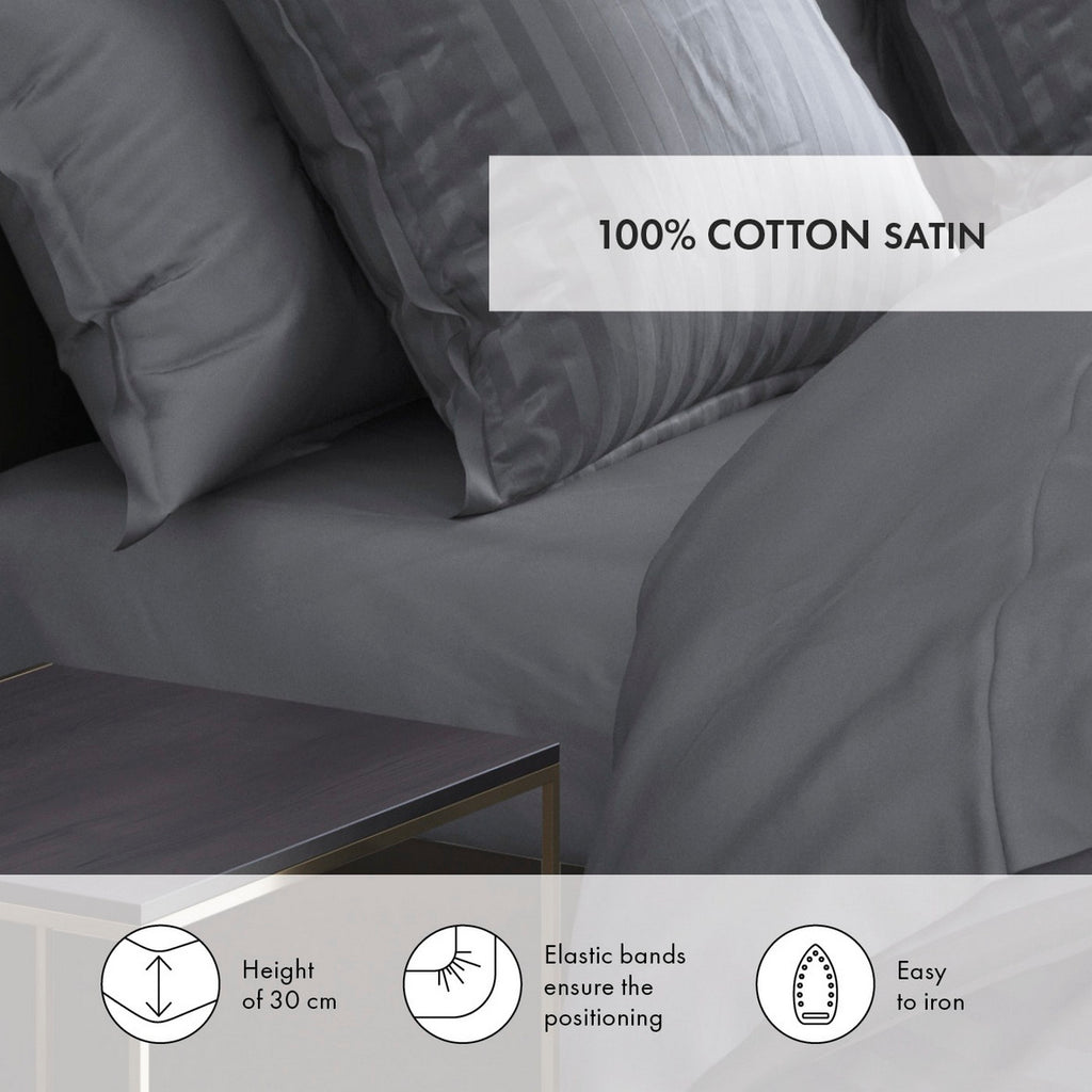 Drap-Housse Satin De Coton - Gris Clair - Uni