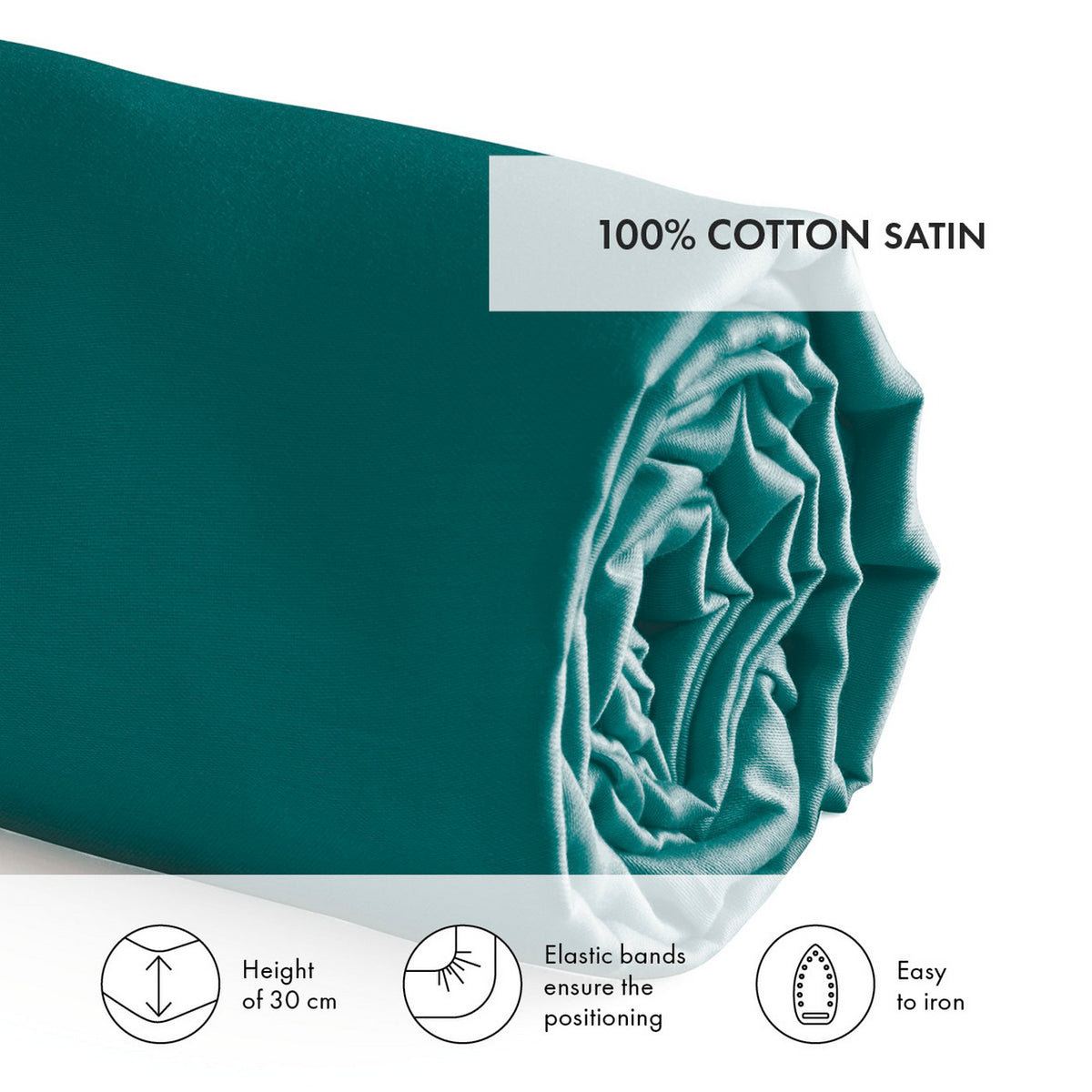 Lenzuolo Con Angoli In Raso Di Cotone - Verde - Tinta Unita