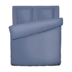 Dobby Stripe Woven Cotton Sateen Duvet Cover + Pillowcases - Blue - Dobby Stripe Woven