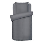 Dobby Stripe Woven Cotton Sateen Duvet Cover + Pillowcases - Dark Gray - Dobby Stripe Woven