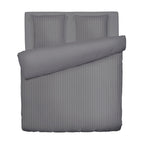 Dobby Stripe Woven Cotton Sateen Duvet Cover + Pillowcases - Dark Gray - Dobby Stripe Woven