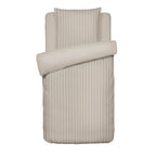 Housse De Couette + Taies D'Oreiller Satin De Coton Rayure Tissé Dobby - Taupe - Dobby Stripe Woven