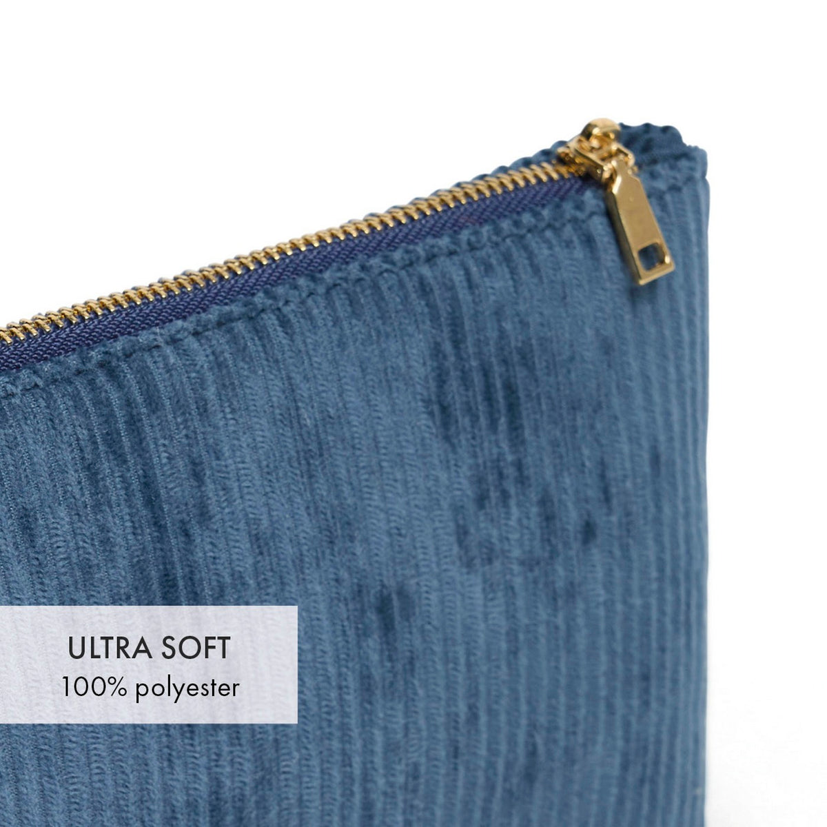 Pochette Plate Velours Côtelé - Bleu - Uni