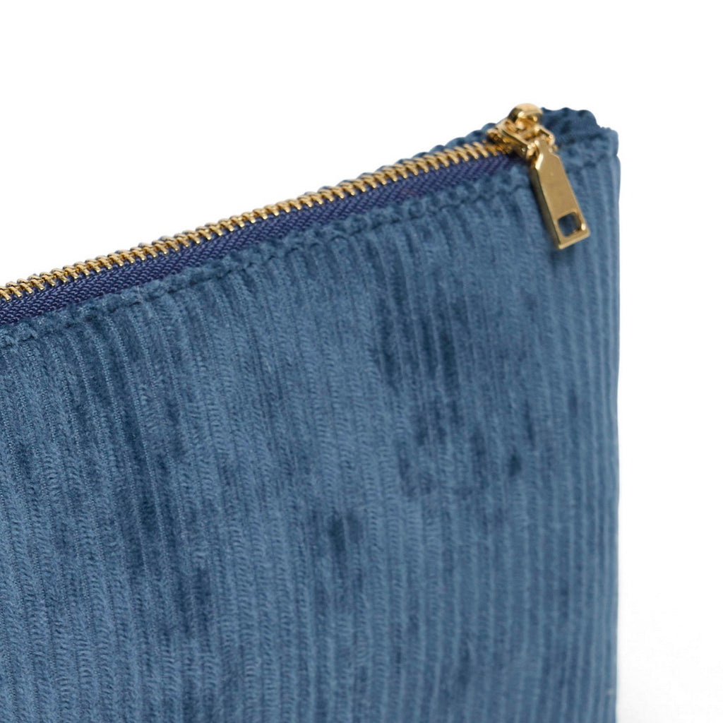 Pochette Plate Velours Côtelé - Bleu - Uni