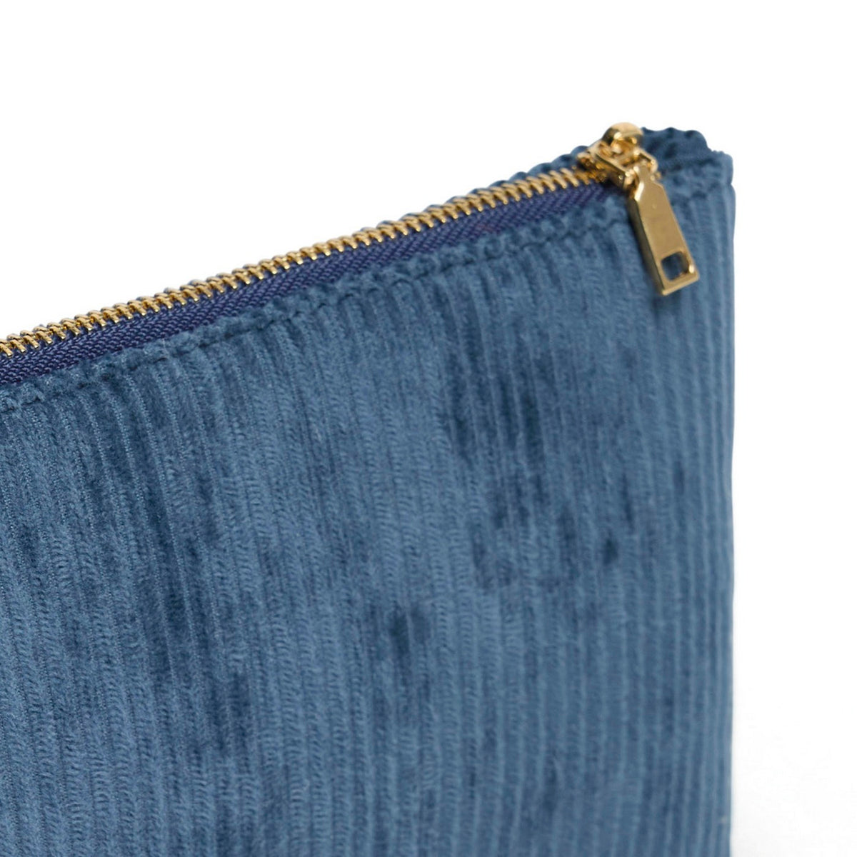 Pochette Plate Velours Côtelé - Bleu - Uni